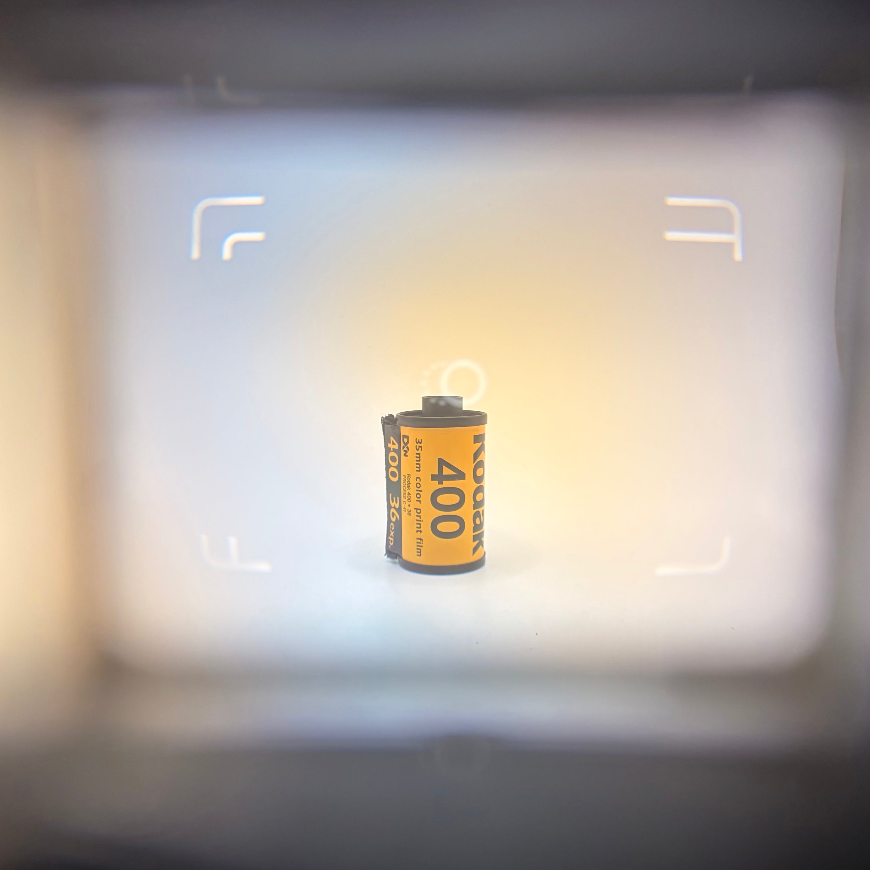 Contax T2 (Titanium) viewfinder showing slight mould and discolouration in the lens – does not affect photos, only slight visibility impairment when looking through the viewfinder