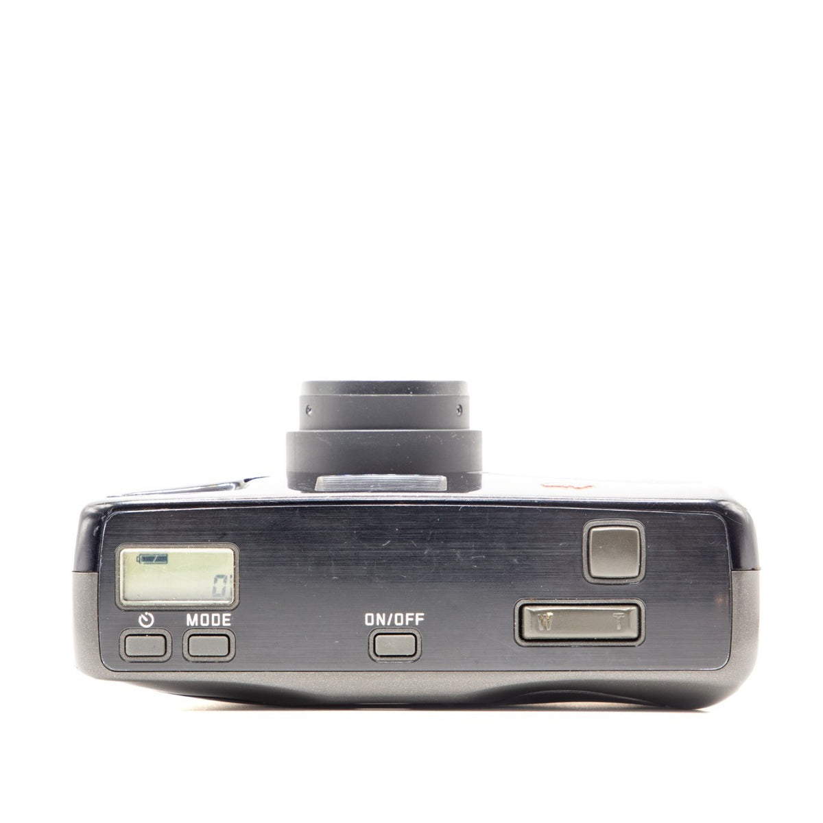 Leica Mini Zoom 35mm film camera – top plate view with shutter button and zoom control dial
