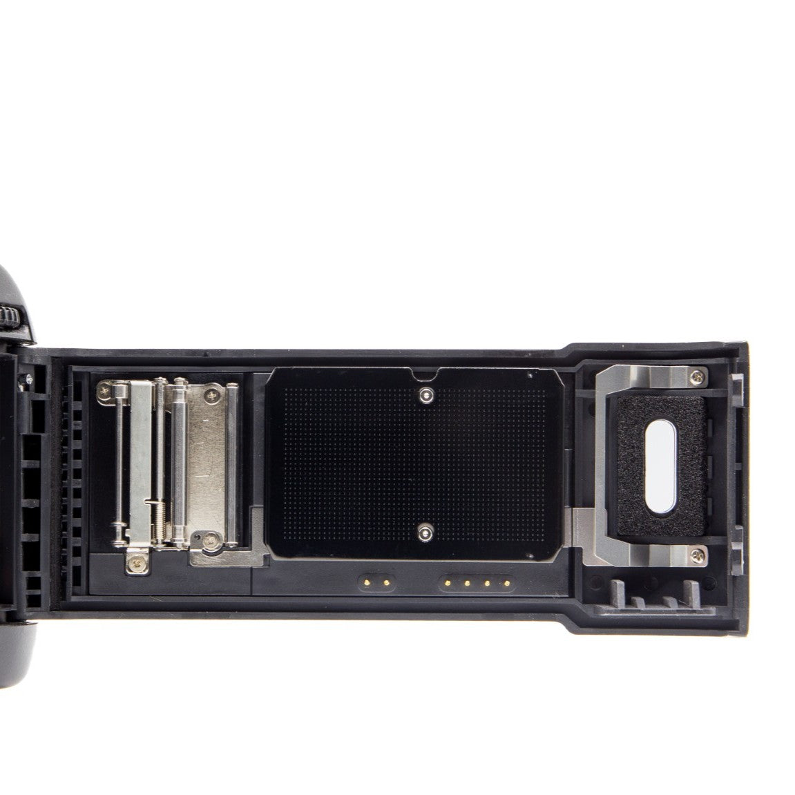 Nikon F100 film chamber door internals, showing the 35mm film loading mechanism