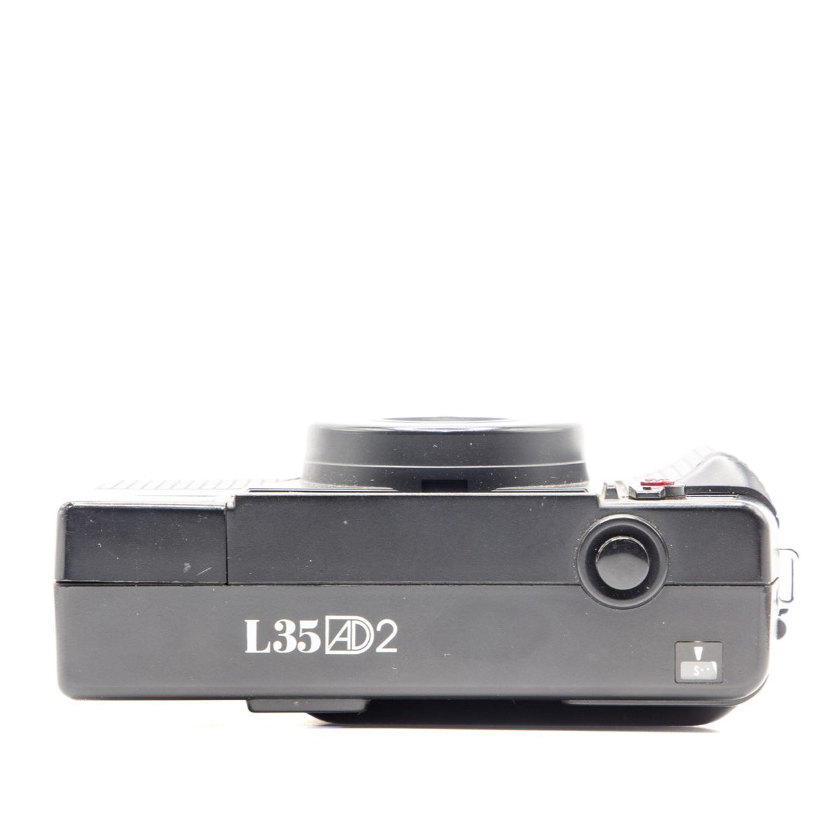 Top plate of the Nikon L35AD2 35mm film camera showing shutter button and dials
