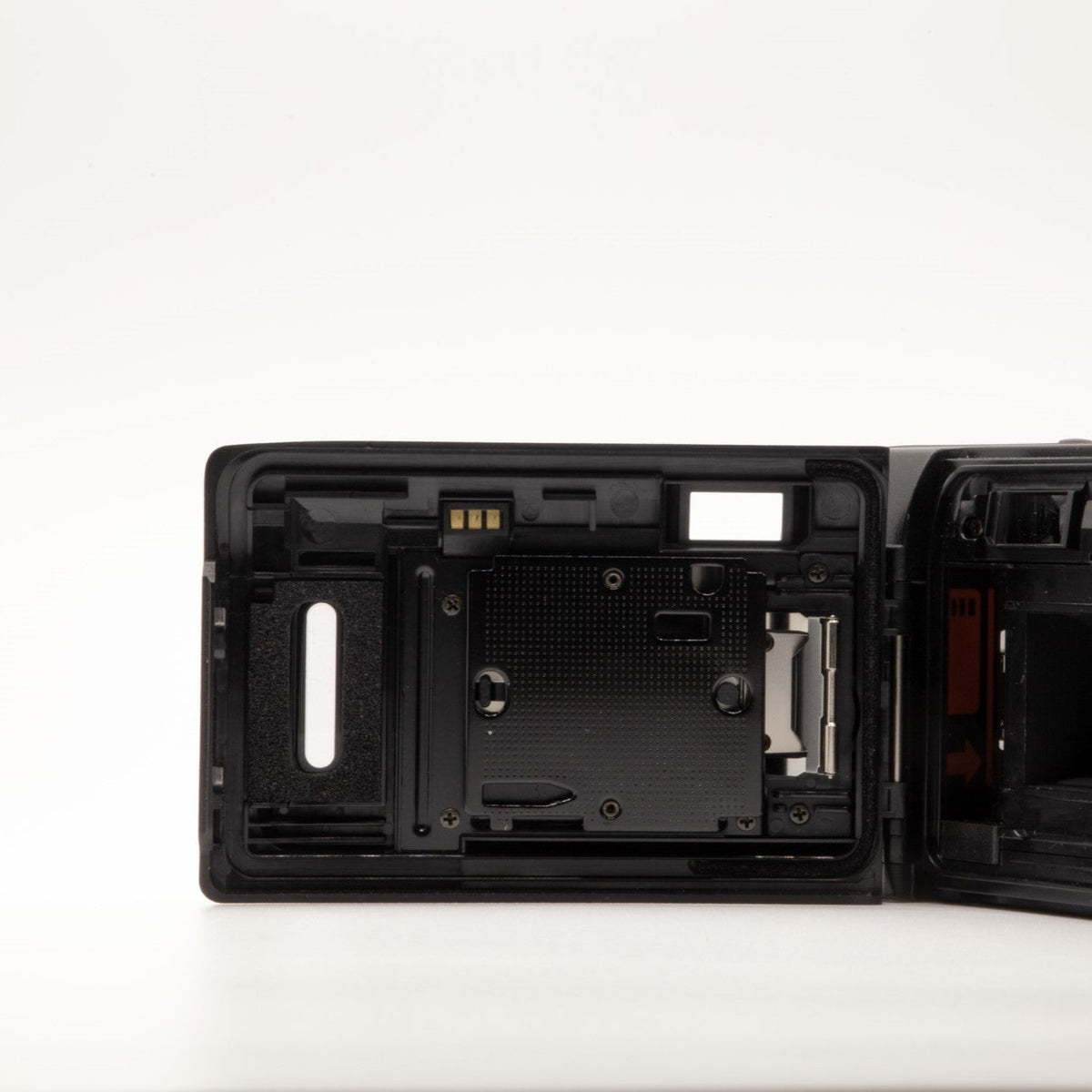 Olympus AF-10 Twin film chamber door internals, showing the 35mm film loading mechanism
