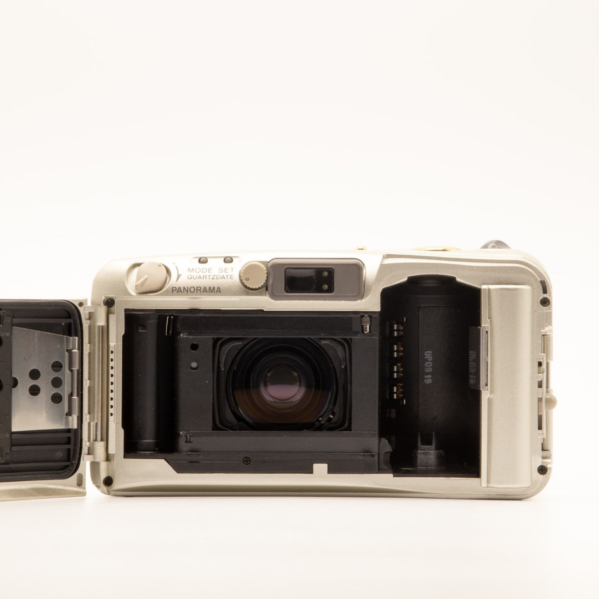 Internal view of the Olympus MJU Zoom 105 Deluxe lens mechanism and mechanics – 35mm film camera close-up