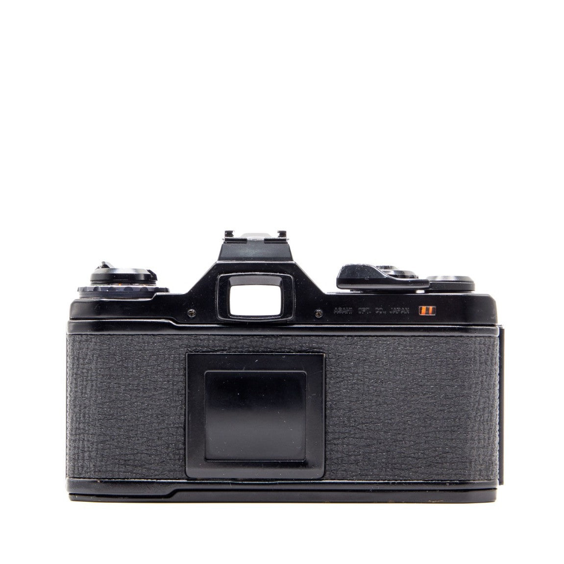 Back view of the Pentax ME vintage 35mm SLR camera showing film door and controls