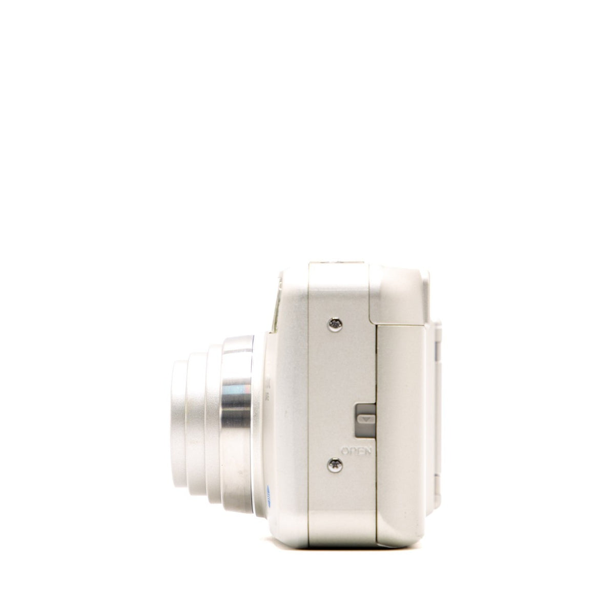 Side view of the Konica Minolta Zoom 130C vintage 35mm film camera body