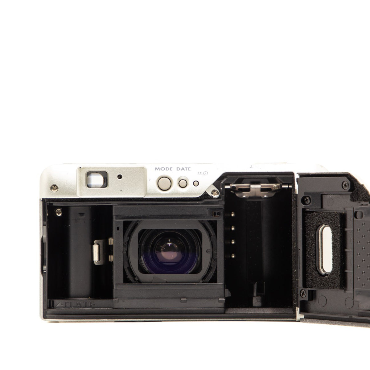 Internal view of the Konica Z-Up 150e lens mechanism and mechanics – 35mm film camera close-up