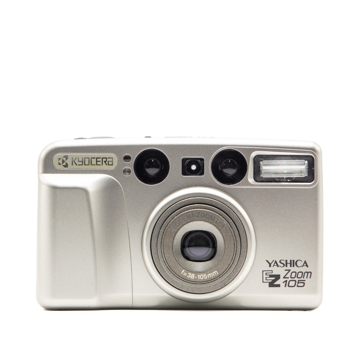 Kyocera Yashica EZ Zoom 105 35mm film camera – front view of this vintage point-and-shoot camera