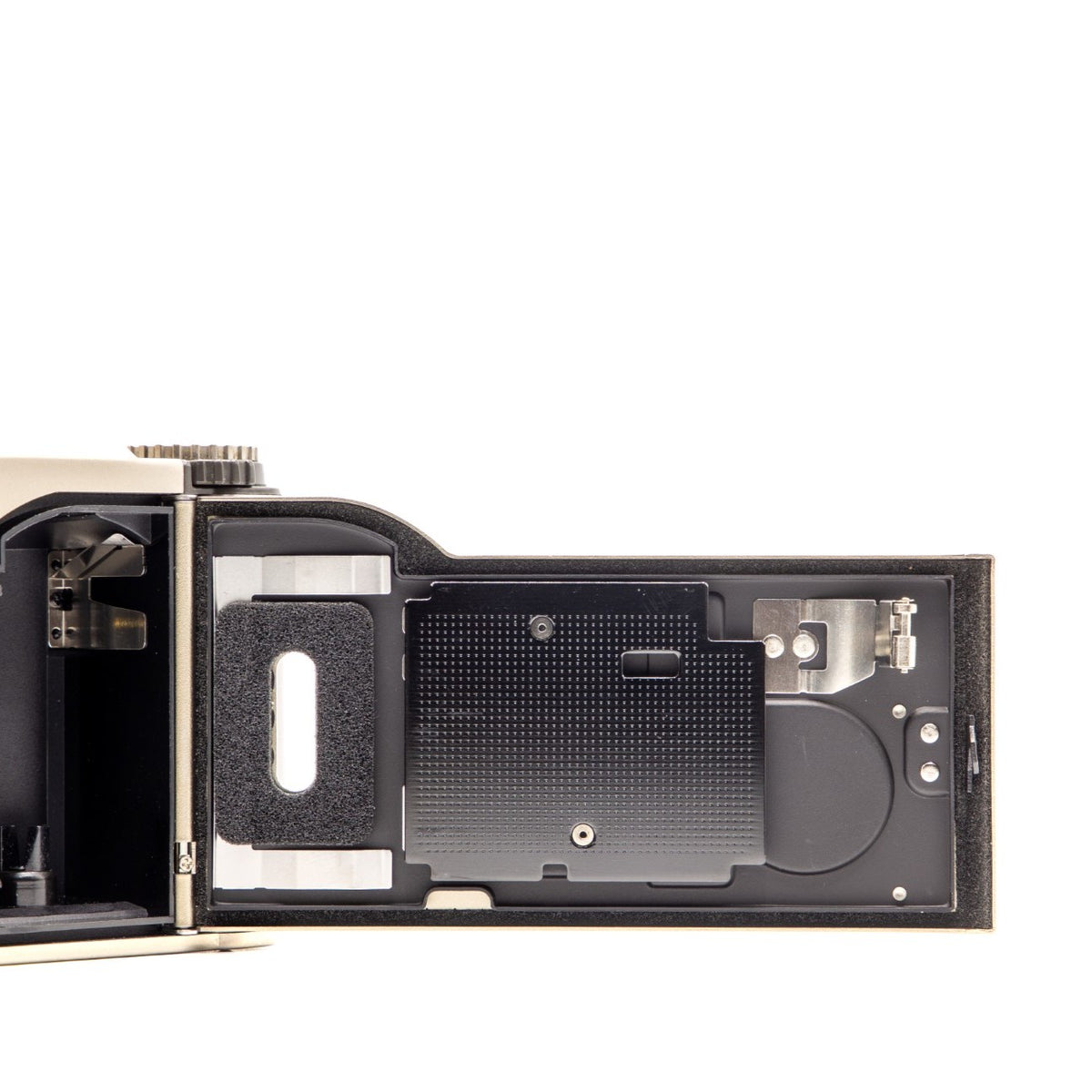 Leica Minilux film chamber door internals, showing the 35mm film loading mechanism