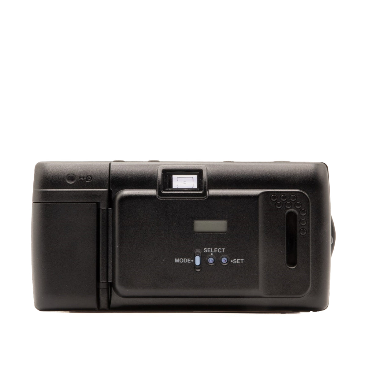 Back view of the Olympus AF-1 Super vintage 35mm camera showing film door and controls