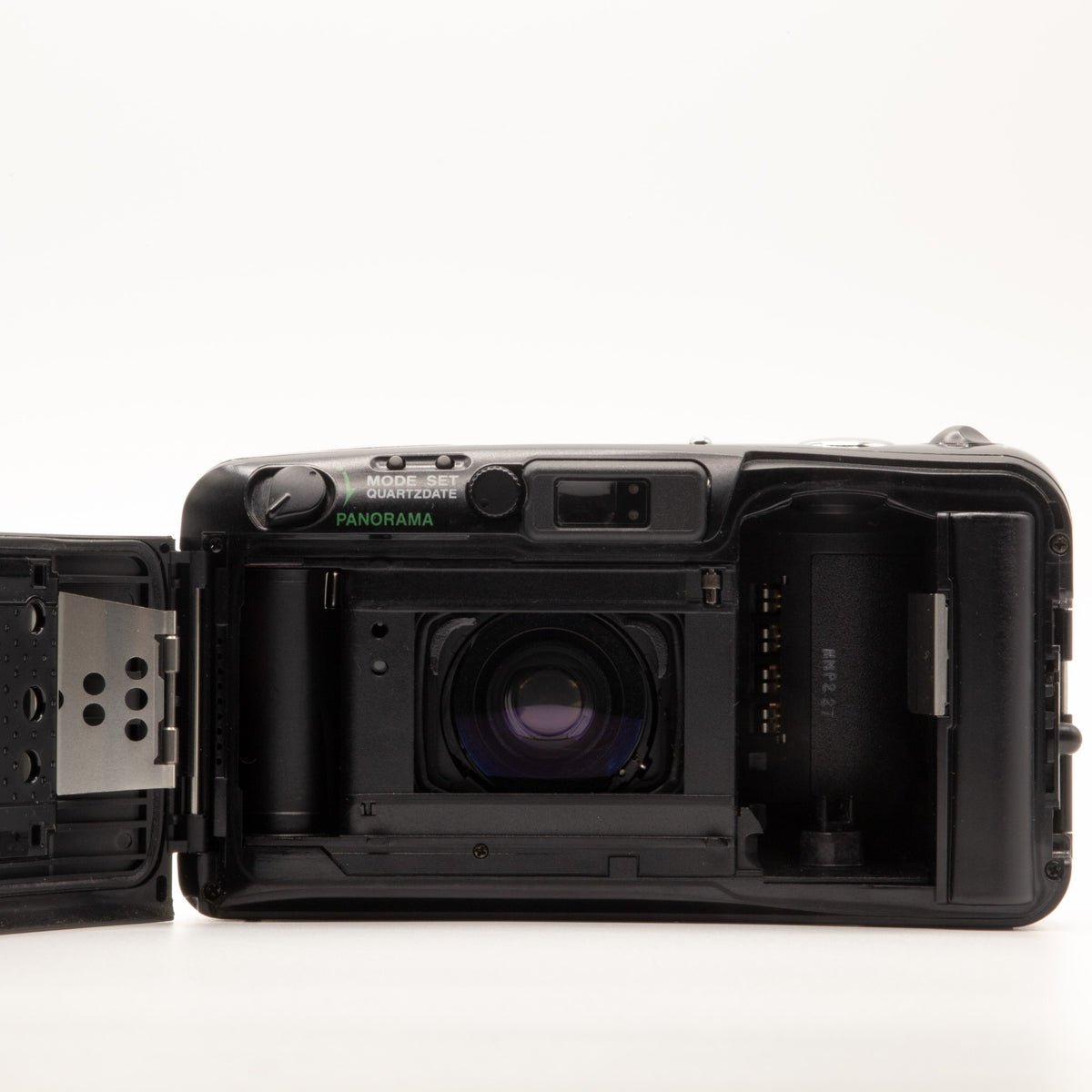 Internal view of the Olympus MJU Zoom 105 lens mechanism and mechanics – 35mm film camera close-up