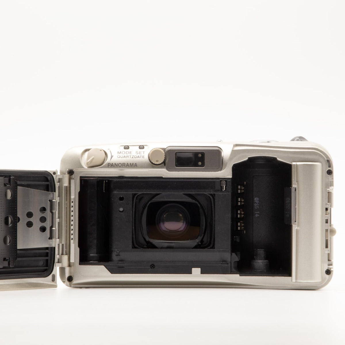 Internal view of the Olympus MJU Zoom 115 lens mechanism and mechanics – 35mm film camera close-up