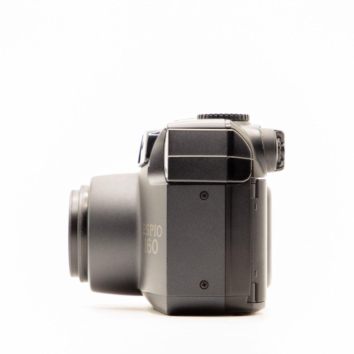 Side view of the Pentax Espio 160 vintage 35mm film camera body