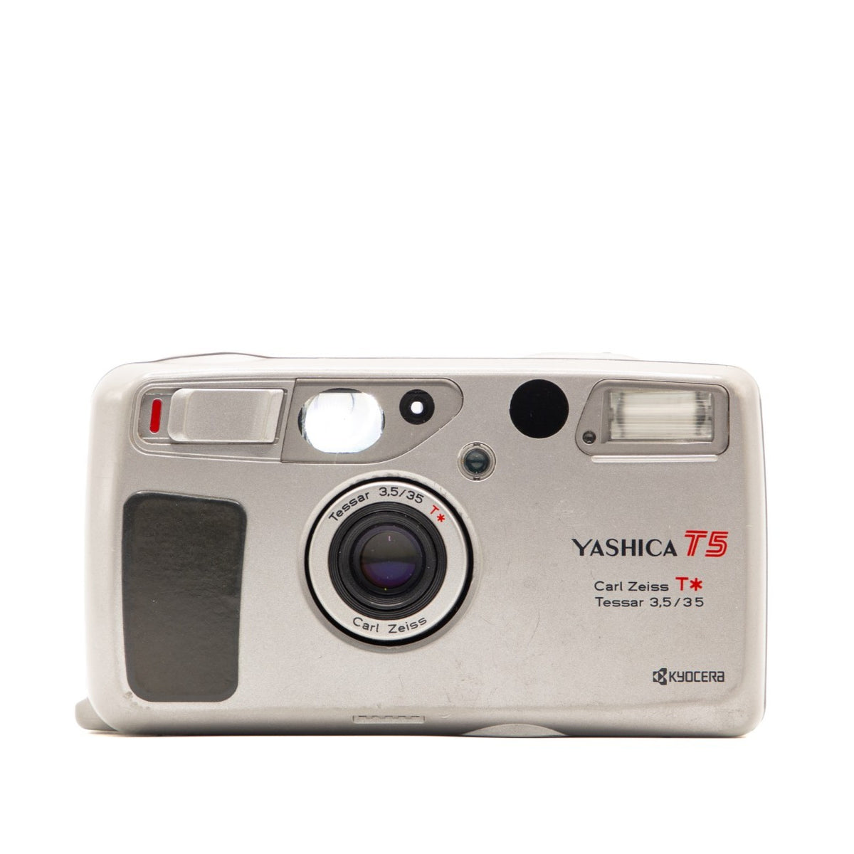 Yashica T5 35mm film camera – front view of this vintage point-and-shoot camera